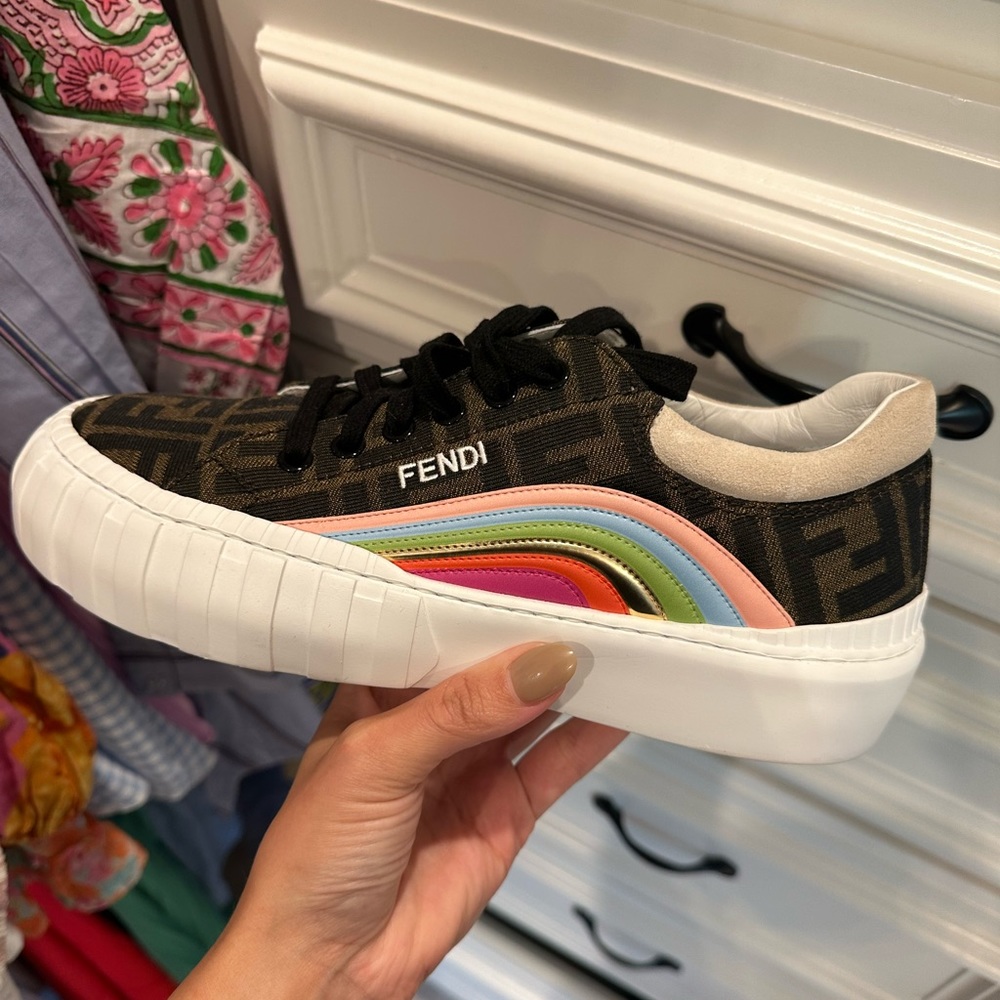 Fendi Women's Black and Multicolor Athletic Shoes